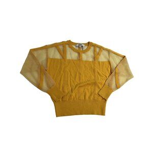 DKNY Corset Seam Sheer Top in Yellow